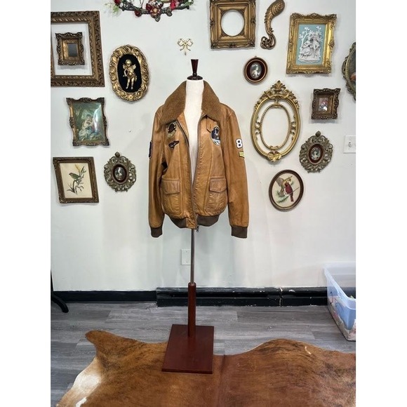 Wilsons Leather Jackets & Blazers - Wilson's Vintage USA Leather Flight Jacket Apollo 11 Patches XXL